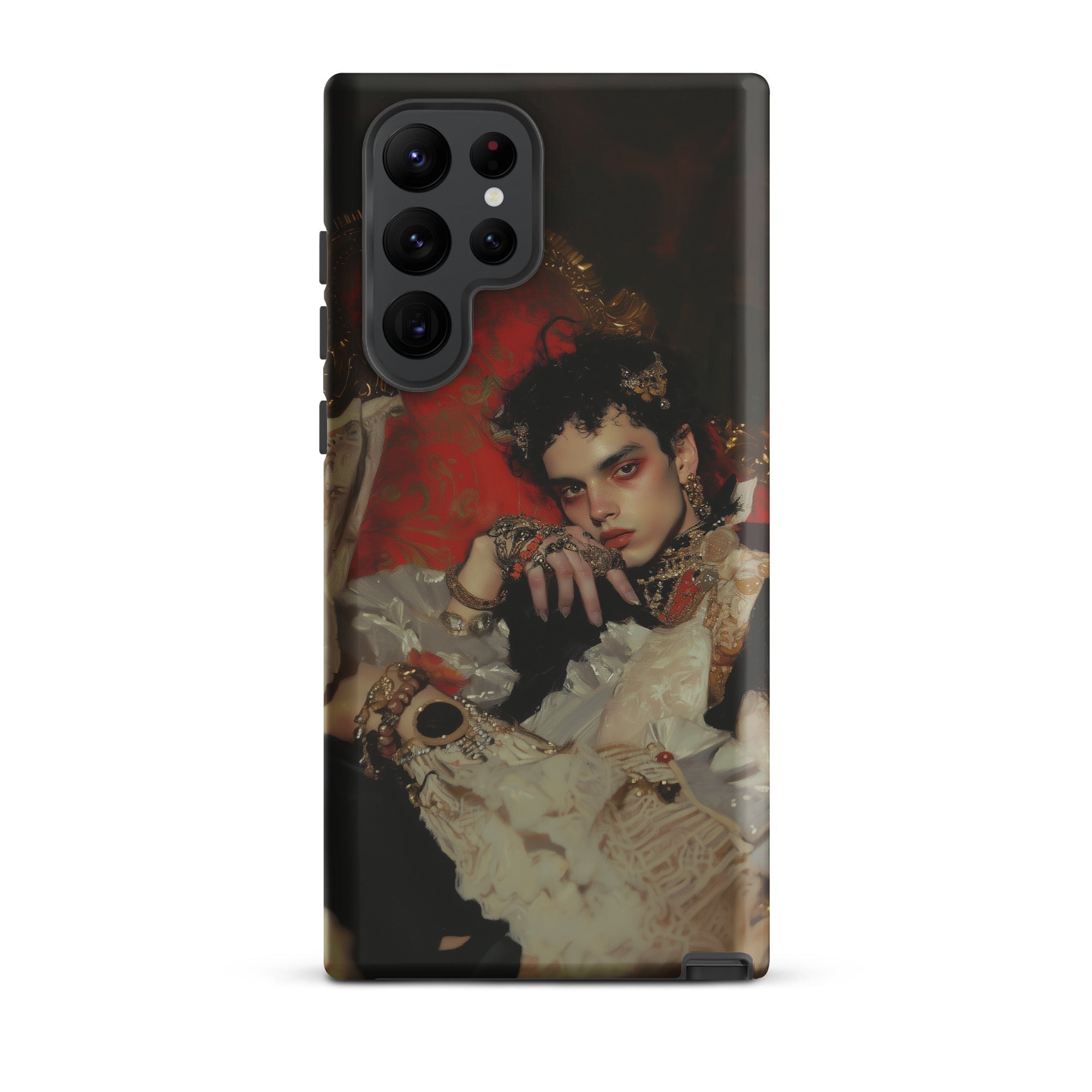 Santino Queer Vampire King Samsung Case, Galaxy S22 Ultra / Matte, Black Smartphone Case Ornate Dark Themed Portrait Print