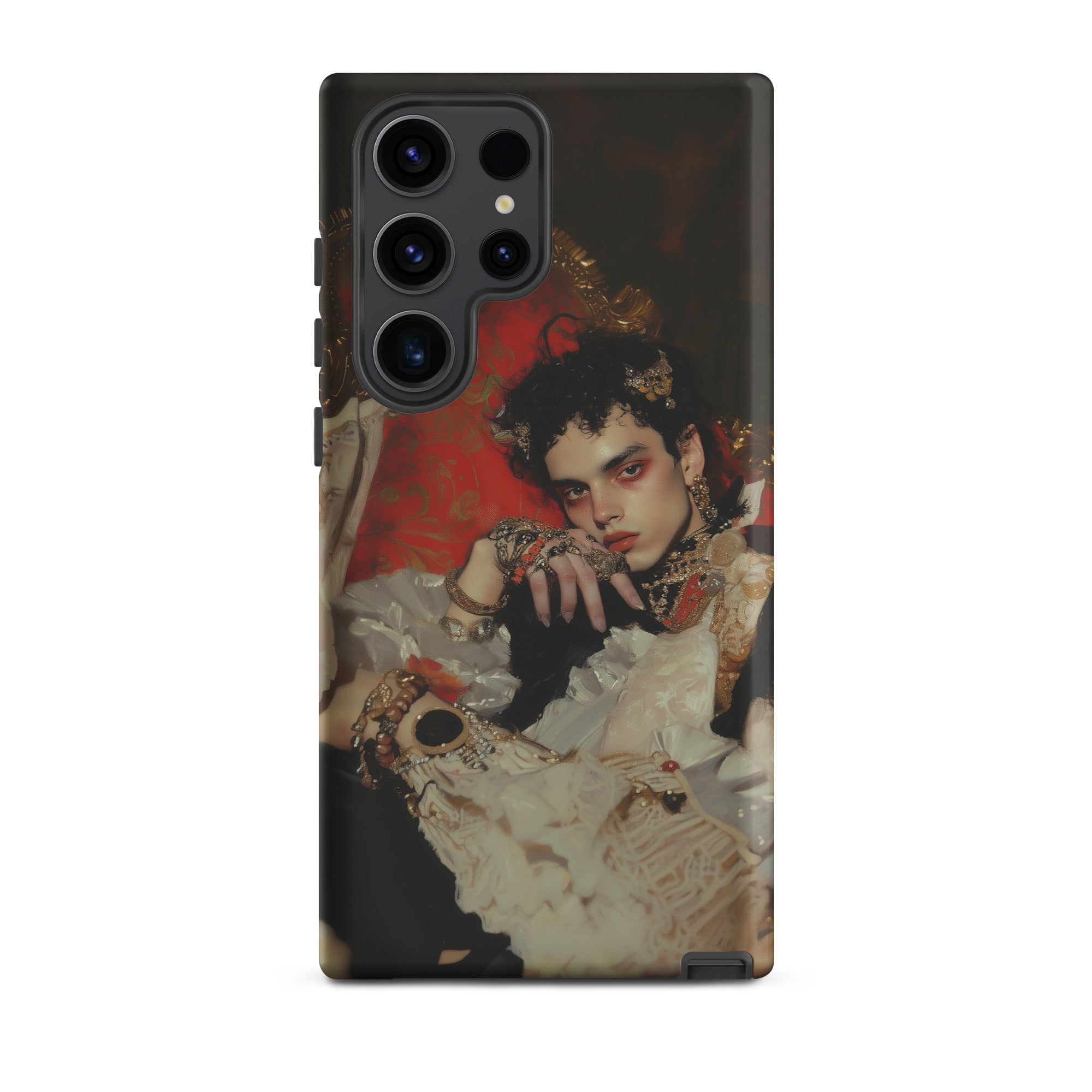 Santino Queer Vampire King Samsung Case, Galaxy S23 Ultra / Matte, Black Smartphone Case Portrait Person Elaborate Jewelry Makeup