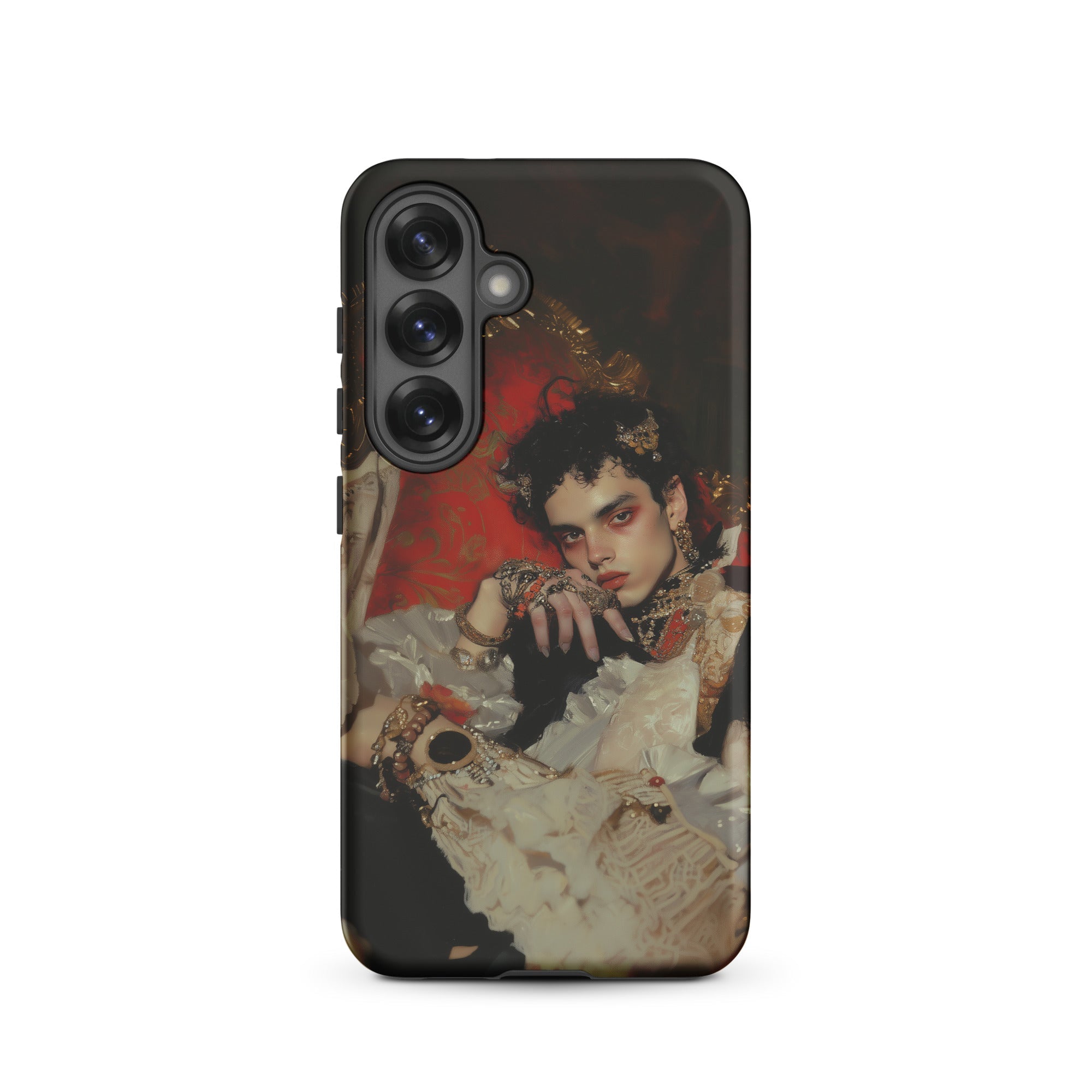 Santino Queer Vampire King Samsung Case, Galaxy S25 / Matte, Black Smartphone Case Printed Person Dark Hair Elaborate