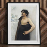 Young Man in Reverie - John Singer Sargent Art Print, Framed Portrait Painting Shirtless Man Dark Curly Hair
