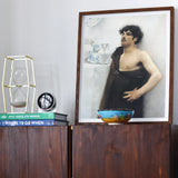 Young Man in Reverie - John Singer Sargent Art Print, Framed Portrait Shirtless Man Mustache Dark Drape