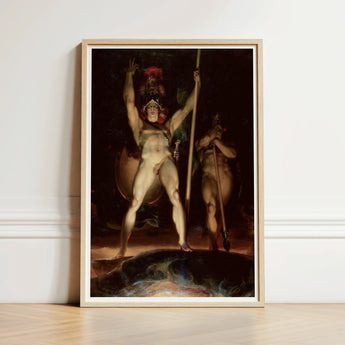 Satan Leading His Legions - Thomas Lawrence Art Print / Canvas Framed Reproduction Classical Painting Muscular Nude Warrior Dynamic, Ember