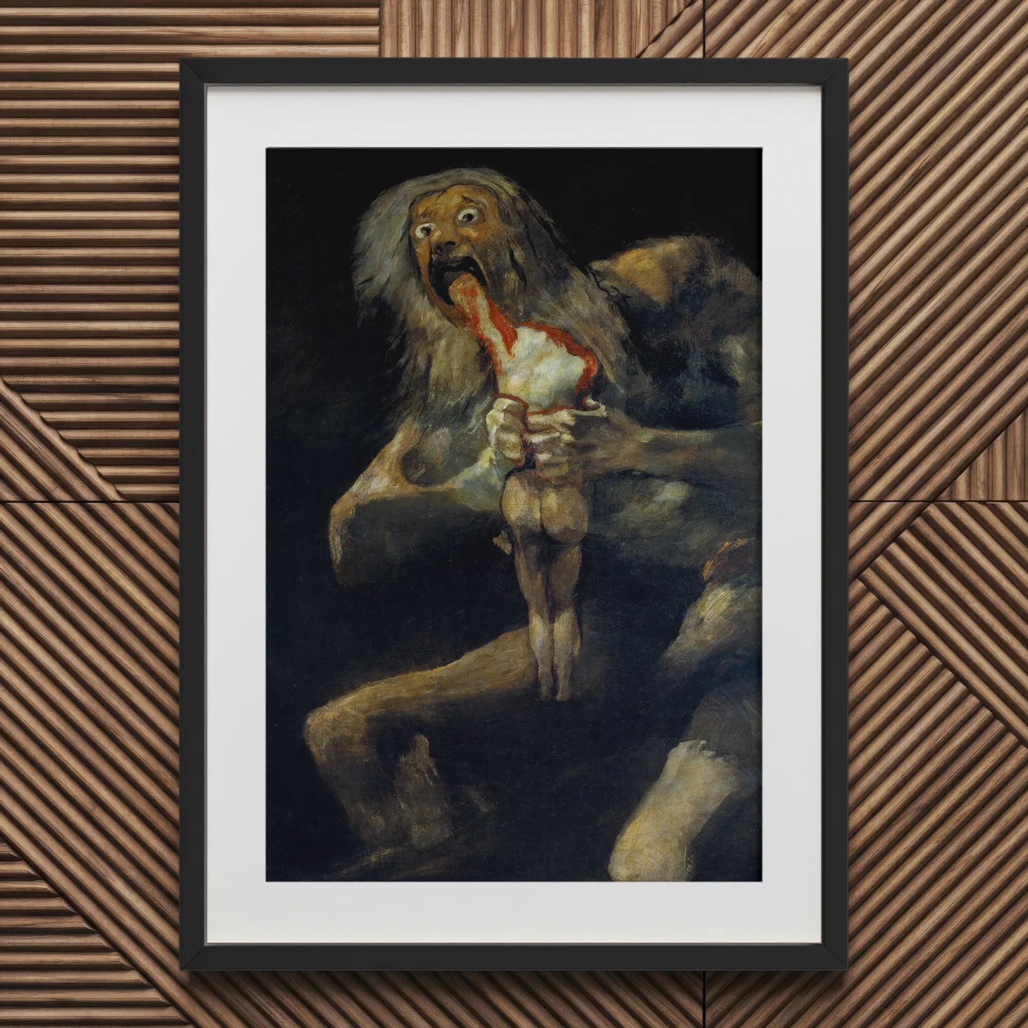 Saturn Devouring His Son - Francisco De Goya Art Print, 20x30’’ / 51x76cm / Black Frame / 2’’ Matboard, Framed Print Goya’s Saturn Son
