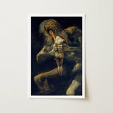 Saturn Devouring His Son - Francisco De Goya Art Print / Canvas Framed Reproduction Painting Devil Grotesque Demonic, Titan Crouches Prints