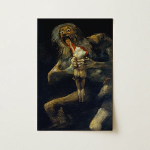 Saturn Devouring His Son - Francisco De Goya Art Print / Canvas 12x18’’ / 31x46cm / Unframed / no Border Darkly Painted Canvas Print
