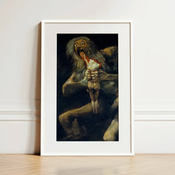 Saturn Devouring His Son - Francisco De Goya Art Print / Canvas Framed Art Print Dark Textured Painting Monstrous Figure Saturn Devouring,