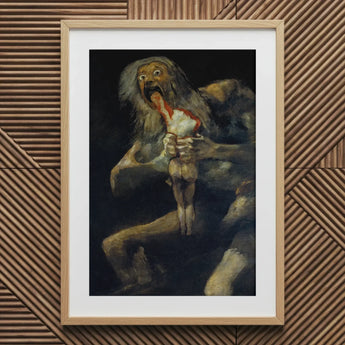 Saturn Devouring His Son - Francisco De Goya Art Print / Canvas Framed Print Goya’s Saturn Son Textured Wooden Wall Devouring, Goya Art