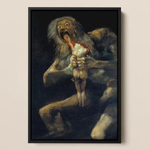 Saturn Devouring His Son - Francisco De Goya Framed Canvas, 12x18’’ / 31x46cm / Black Floating Frame, Framed Painting Mythological Scene