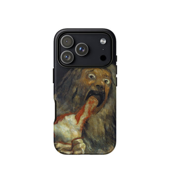 Saturn Devouring His Son - Francisco De Goya Phone Case Iphone 17 Pro / Matte Black White Phone Case Dog Design Textured Surface Goya’s