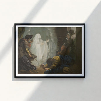 Black-framed Art Print Dramatic Historical Scene Figures Period Benjamin West, Moonlight Breaks, Witch’s Gesture