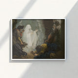 Framed Classical Painting Dramatic Scene Figures Dark Muted Benjamin West Art, Moonlight Breaks, Witch’s Gesture
