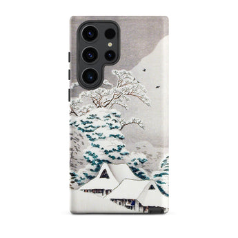 Sawatari in Snow - Hiroaki Takahashi Samsung Case, Galaxy S23 Ultra / Matte, Smartphone Case Winter Landscape Snow-covered Trees Houses