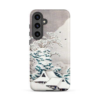 Sawatari in Snow - Hiroaki Takahashi Samsung Case, Galaxy S24 Plus / Matte, Smartphone Case Winter Landscape Snow-covered Trees Houses