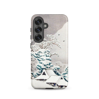 Sawatari in Snow - Hiroaki Takahashi Samsung Case, Galaxy S25 / Matte, Smartphone Case Winter Landscape Design Snow-covered Trees Houses