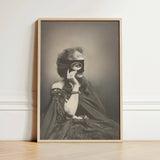 Scherzo Di Follia - Pierre-louis Pierson Art Print / Canvas Framed Black-and-white Portrait Woman Ornate Dress Glass Eye, Small Black