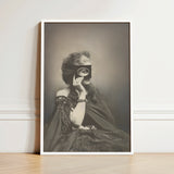 Scherzo Di Follia - Pierre-louis Pierson Art Print / Canvas Framed Black-and-white Portrait Woman Ornate Dress Glass Eye, Small Black
