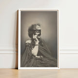Scherzo Di Follia - Pierre-louis Pierson Art Print / Canvas Framed Black-and-white Portrait Woman Ornate Dress Glass Eye, Small Black