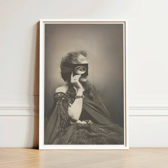 Scherzo Di Follia - Pierre-louis Pierson Art Print / Canvas Framed Black-and-white Portrait Woman Ornate Dress Glass Eye, Small Black