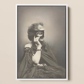 Scherzo Di Follia - Pierre-louis Pierson Art Print / Canvas Framed Black-and-white Photographic Print Woman Vintage Attire Glass Scherzo