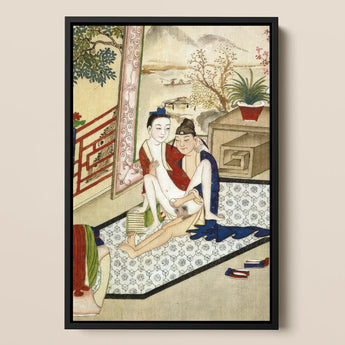 Scholar and Actor - Chinese Homoerotic Art Print / Canvas, 12x18’’ / 31x46cm / Black Frame, Posters Prints & Visual Artwork, Toby Leon