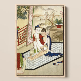 Scholar and Actor - Chinese Homoerotic Art Print / Canvas, 12x18’’ / 31x46cm / Natural Frame, Posters Prints & Visual Artwork, Toby Leon