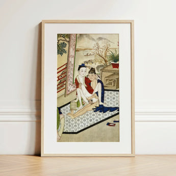 Scholar and Actor - Chinese Homoerotic Art Print / Canvas Framed Traditional East Asian-style Artwork Two Figures Intimate Bertholet
