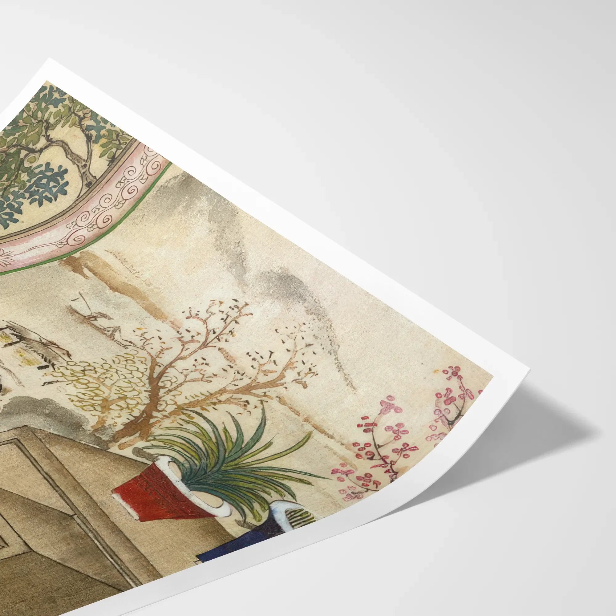 Scholar and Actor - F. M. Bertholet Collection Art Print, Bent Print Antique Asian Painting