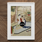 Scholar and Actor - F. M. Bertholet Collection Art Print, Framed Painting Intimate Scene Two East Asian Figures