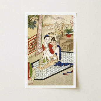 Scholar and Actor - Chinese Homoerotic Art Print / Canvas Framed Traditional East Asian-style Illustration Two Figures Bertholet