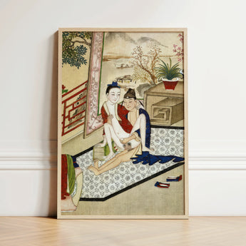Scholar and Actor - Chinese Homoerotic Art Print / Canvas Framed Traditional East Asian-style Painting Two Figures Indoor Bertholet