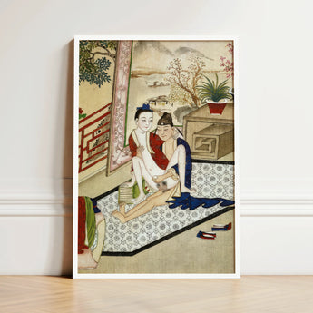 Scholar and Actor - Chinese Homoerotic Art Print / Canvas Framed Traditional East Asian Painting Two Figures Indoor Bertholet Collection,