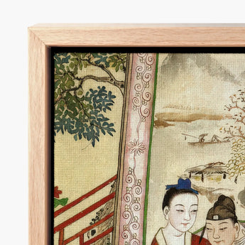 Scholar and Actor - Chinese Homoerotic Art Print / Canvas Framed Traditional East Asian Painting Delicate Ink Color Bertholet Collection,