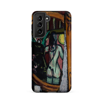 Sculptor’s Studio - Max Beckmann Samsung Case, Galaxy S21 Fe / Matte, Smartphone Case Expressionist Painting Nude Figure Dark Abstract