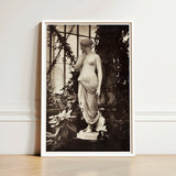 Sculpture of Venus Art Print / Canvas White-framed Black-and-white Photographic Classical Marble Statue Ornate Turns, Sepia Toning Warms,