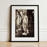 Sculpture of Venus Art Print / Canvas Black-framed Monochrome Photograph Classical Marble Statue Turns, Sepia Toning Warms, Passionflower