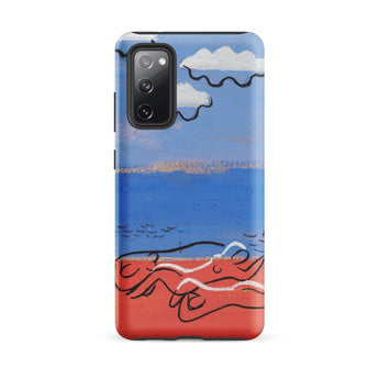 He and Sea Beach - Mikulas Galanda Phone Case Samsung Galaxy S20 Fe / Matte Blue Red Beach Scene Phone Case Stylized White Mikulas Galanda