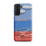 He and Sea Beach - Mikulas Galanda Phone Case Samsung Galaxy S21 Plus / Matte Phone Case Stylized Beach Scene Blue Sky White Mikulas