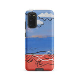 He and Sea Beach - Mikulas Galanda Samsung Case, Galaxy S20 / Matte, Phone Case Painted Landscape Design Blue Sky Red
