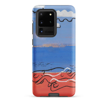 He and Sea Beach - Mikulas Galanda Samsung Case, Galaxy S20 Ultra / Matte, Smartphone Case Blue Sky Red Ground Abstract Human