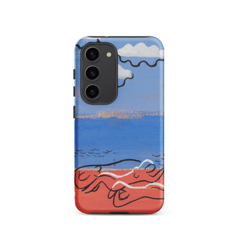 He and Sea Beach - Mikulas Galanda Samsung Case, Galaxy S23 / Matte, Smartphone Case Scenic Design Beach People Blue Sky