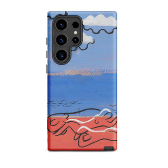 He and Sea Beach - Mikulas Galanda Samsung Case, Galaxy S24 Ultra / Matte, Smartphone Case Stylized Landscape Design