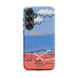 He and Sea Beach - Mikulas Galanda Samsung Case, Galaxy S25 Plus / Matte, Smartphone Case Painted Landscape Design Blue Sky Clouds
