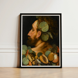 Sea God - Frans Floris Flemish Renaissance Art Print / Canvas Framed Classical Painting Bearded Man Profile Adorned Green Floris’, Charm