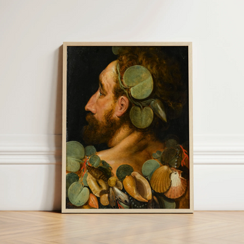 Sea God - Frans Floris Flemish Renaissance Art Print / Canvas Framed Classical Portrait Painting Bearded Man Profile Adorned Floris’, Charm