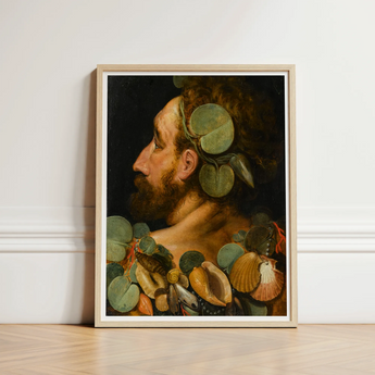 Sea God - Frans Floris Flemish Renaissance Art Print / Canvas Framed Classical Portrait Painting Bearded Man Profile Adorned Floris’, Charm