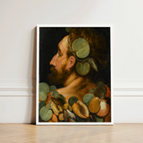 Sea God - Frans Floris Flemish Renaissance Art Print / Canvas Framed Classical Painting Bearded Man Profile Adorned Green Floris’, Charm