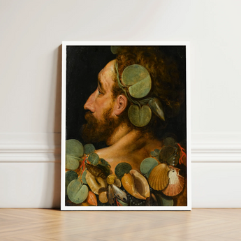 Sea God - Frans Floris Flemish Renaissance Art Print / Canvas Framed Classical Painting Bearded Man Profile Adorned Green Floris’, Charm