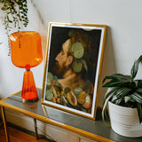 Sea God - Frans Floris Flemish Renaissance Art Print, Framed Portrait Painting Bearded Man Fruit Head Neck