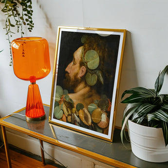 Sea God - Frans Floris Flemish Renaissance Art Print, Framed Portrait Painting Bearded Man Fruit Head Neck