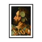 Sea God - Frans Floris Flemish Renaissance Art Print, Profile Portrait Adorned Seashells Circular Green Leaves